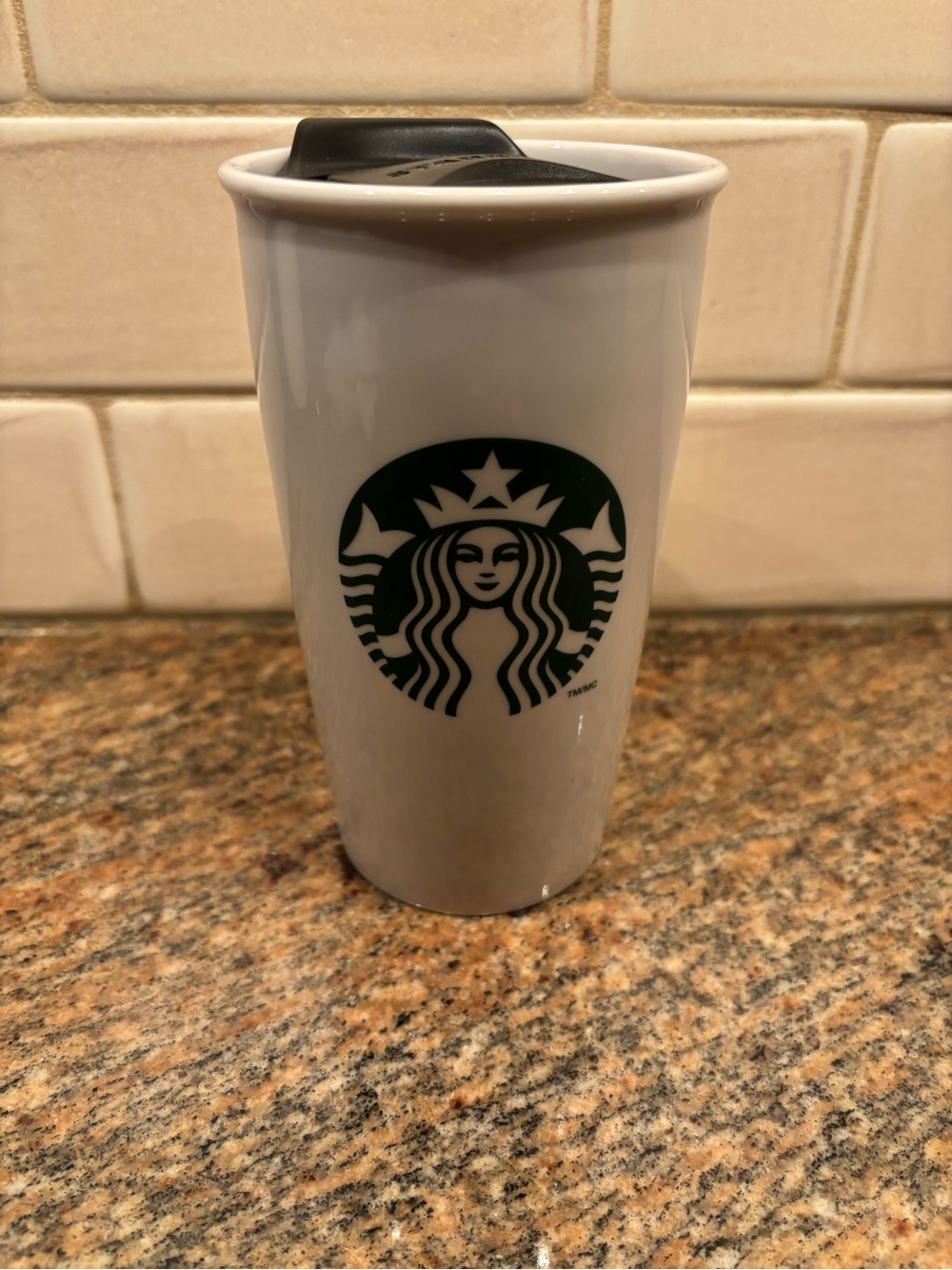 Starbucks Mug Tea Cup 2011 Logo Ceramic Travel 12 Oz White Tumbler NEW